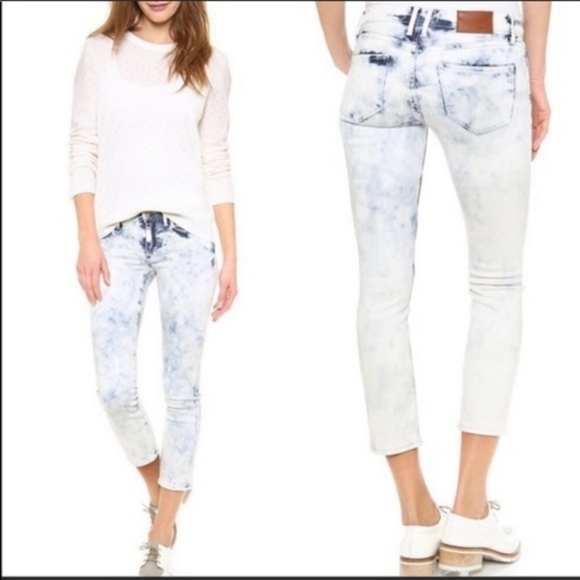 Madewell Light Storm Acid Wash Crop Skinny Jeans - Picture 3 of 14